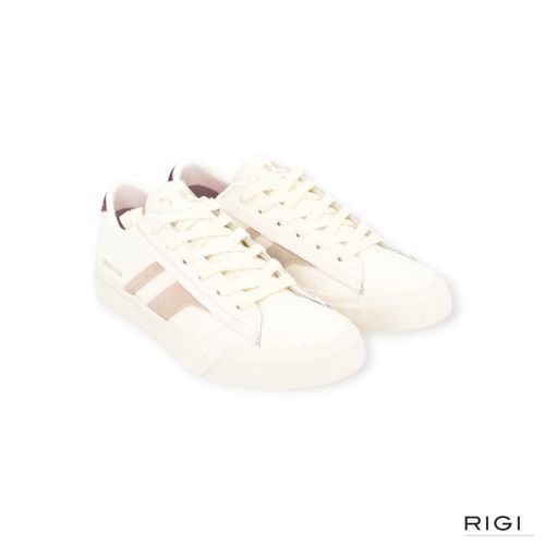 Pro-Keds Royal classic sneaker in offwit leer met beige en bordeaux suède voor dames. Pro-Keds Royal classic sneaker in offwit leer met beige en bordeaux suède voor dames.