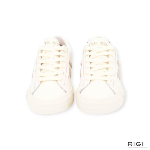 Pro-Keds Royal classic sneaker in offwit leer met beige en bordeaux suède voor dames. Pro-Keds Royal classic sneaker in offwit leer met beige en bordeaux suède voor dames.