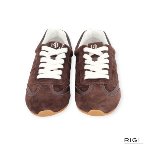 Ralph Lauren Dani Low dames sneaker in bruin suede leer.