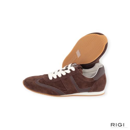 Ralph Lauren Dani Low dames sneaker in bruin suede leer.