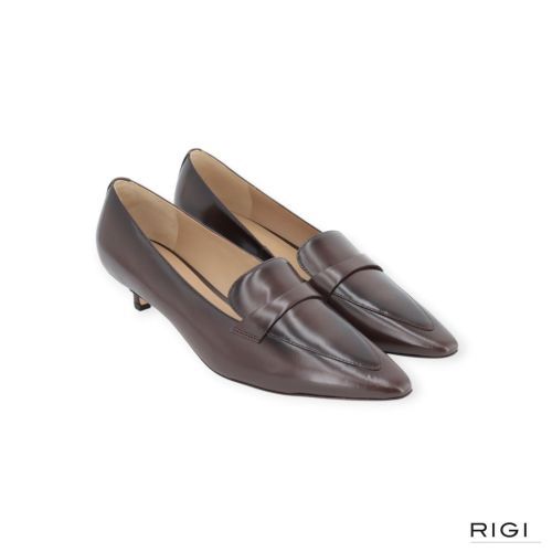 Ralph Lauren Francesca dames pump in bruin leer.