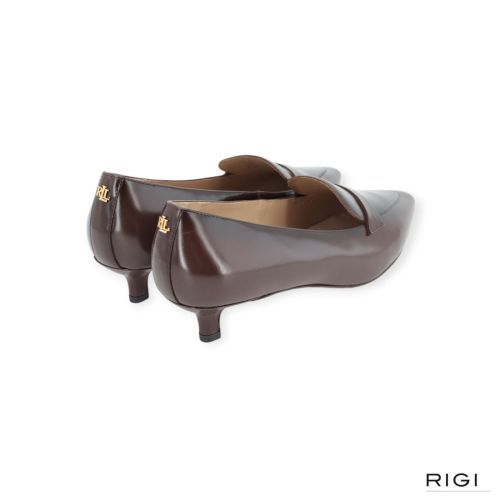 Ralph Lauren Francesca dames pump in bruin leer.
