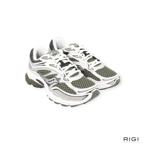 Saucony Progrid Omni 9 in groen met wit leer voor dames. Saucony Progrid Omni 9 in groen met wit leer voor dames.