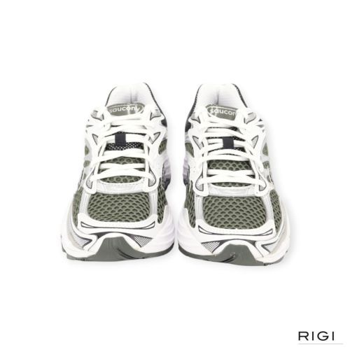 Saucony Progrid Omni 9 in groen met wit leer voor dames. Saucony Progrid Omni 9 in groen met wit leer voor dames.