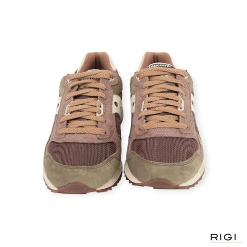 Saucony Shadow 5000 in groen, bruin suède met mesh voor heren. 