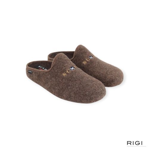 Scapa heren pantoffel in het bruin.
