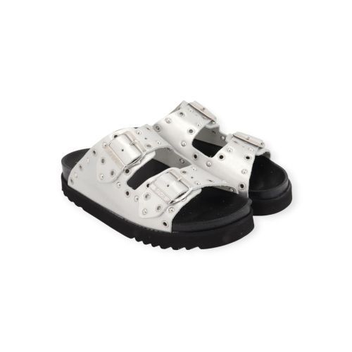 Scholl Beatriz Ring slipper in zilver shining leer voor dames. Scholl Beatriz Ring slipper in zilver shining leer voor dames.