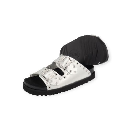Scholl Beatriz Ring slipper in zilver shining leer voor dames. Scholl Beatriz Ring slipper in zilver shining leer voor dames.
