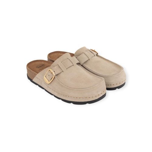 Scholl bora moccasin dames muil in beige suede. 