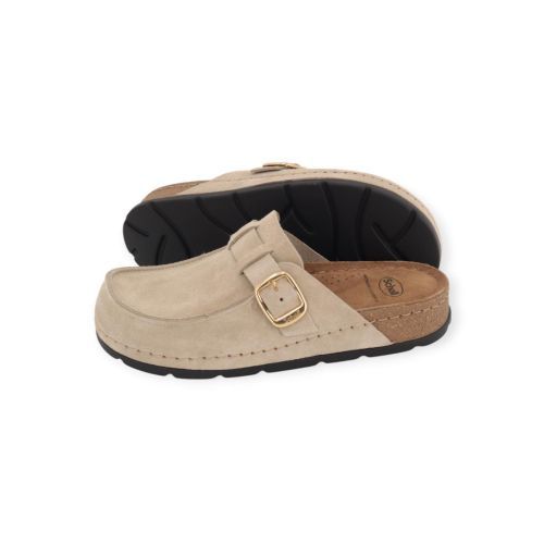 Scholl bora moccasin dames muil in beige suede. 