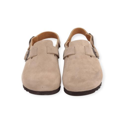 Scholl Fae Backstrap slipper in beige suède voor dames. 