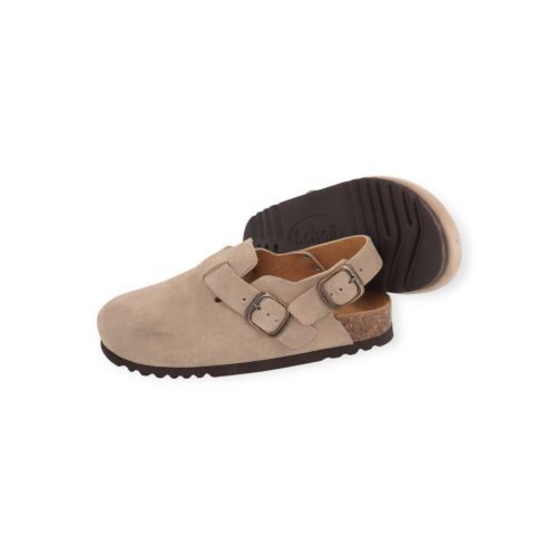 Scholl Fae Backstrap slipper in beige suède voor dames. 