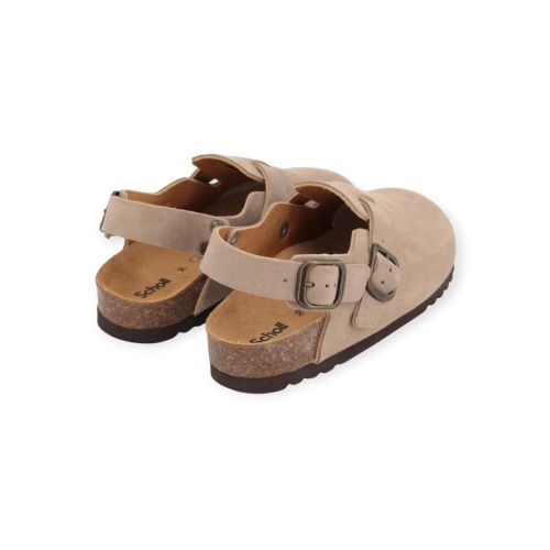 Scholl Fae Backstrap slipper in beige suède voor dames. 
