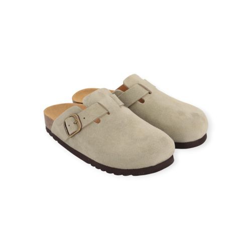 Scholl Fae slipper in lichtgroen suède voor dames.