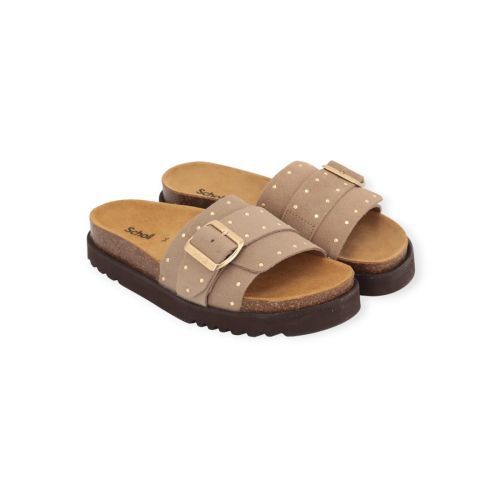 Scholl Joyce slipper in beige suède voor dames Scholl Joyce slipper in beige suède voor dames