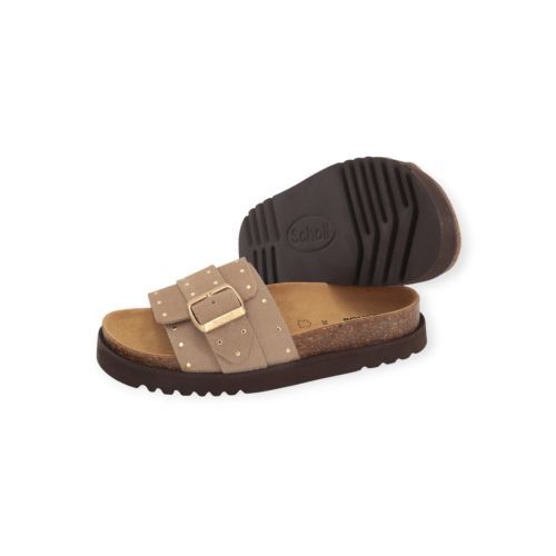 Scholl Joyce slipper in beige suède voor dames Scholl Joyce slipper in beige suède voor dames