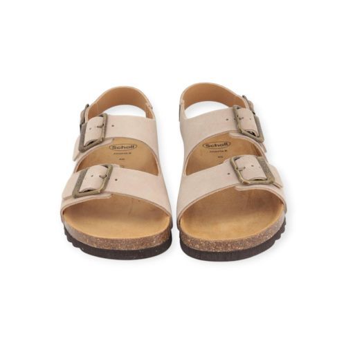 Scholl Julien Backstrap slipper in beige suède voor heren.