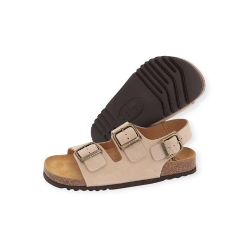 Scholl Julien Backstrap slipper in beige suède voor heren.