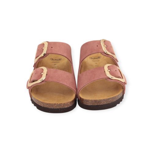 Scholl Noelle slipper in roze suède voor dames.