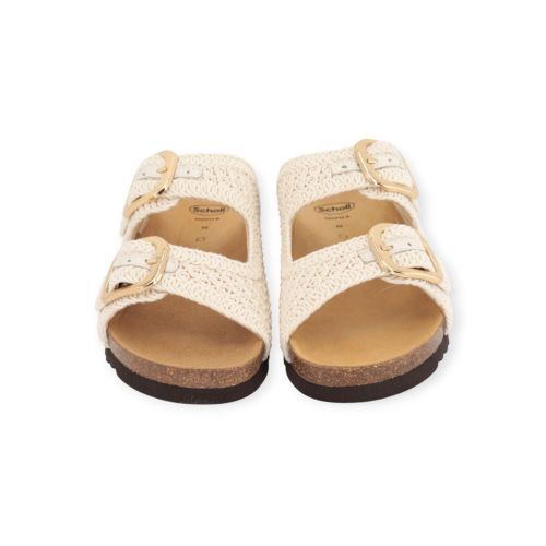 Scholl Noelle slipper in offwit raffia voor dames. Scholl Noelle slipper in offwit raffia voor dames.