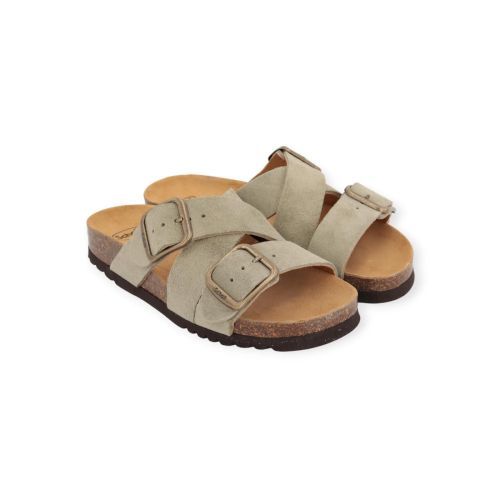 Scholl Selene slipper in lichtgroen suède voor dames.