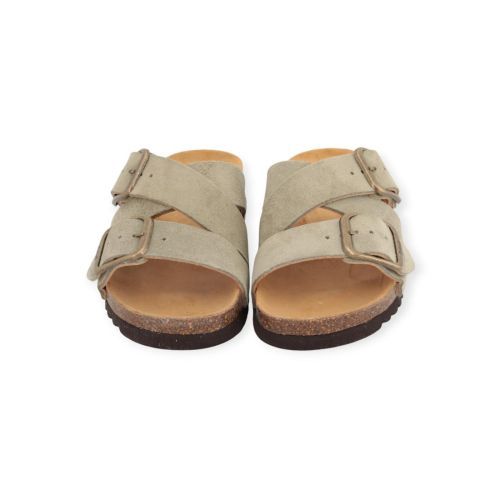 Scholl Selene slipper in lichtgroen suède voor dames.