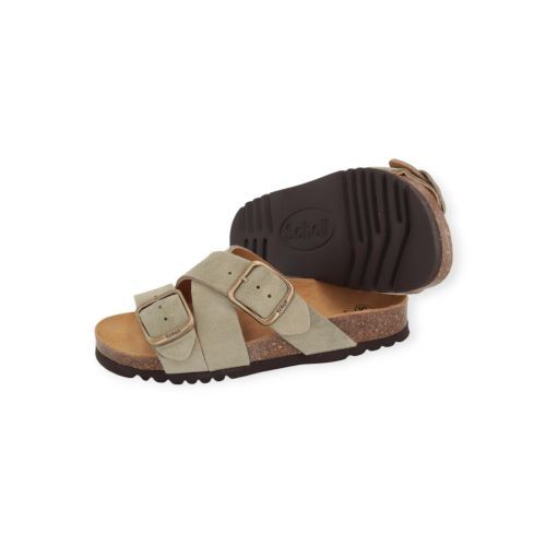 Scholl Selene slipper in lichtgroen suède voor dames.