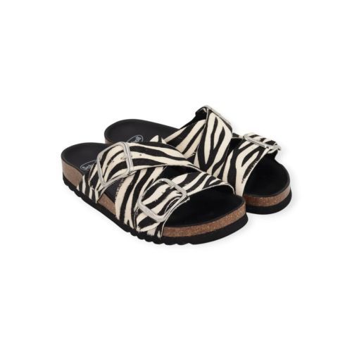 Scholl Selene slipper in zebra kleur voor dames. 