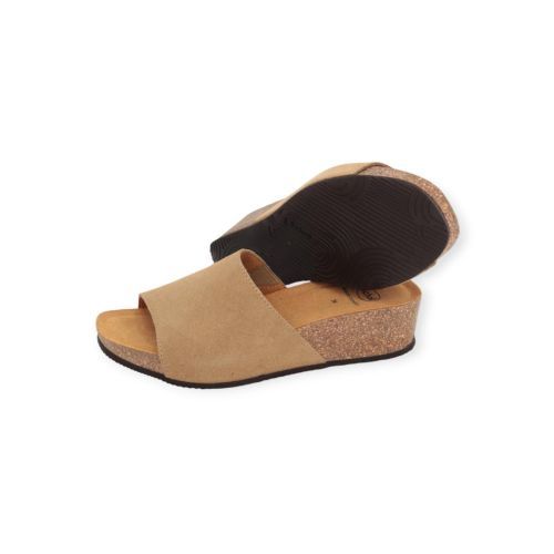 Scholl Vegas muil, slipper in beige suède voor dames. Scholl Vegas muil, slipper in beige suède voor dames.