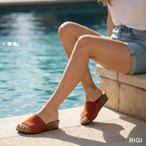 Scholl Vegas muil, slipper in rood suède voor dames. Scholl Vegas muil, slipper in rood suède voor dames.