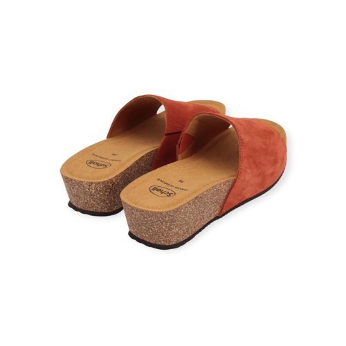 Scholl Vegas muil, slipper in rood suède voor dames. Scholl Vegas muil, slipper in rood suède voor dames.
