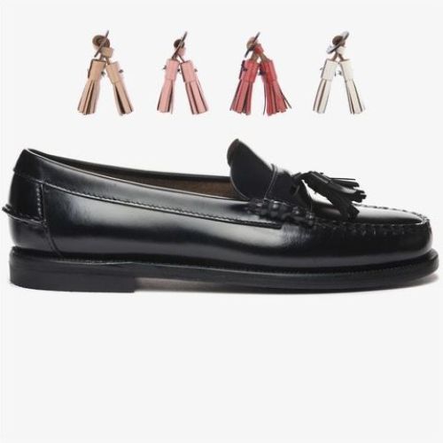 Sebago Citysides Classic Dan mocassin multi tassel voor dames in zwart leer. 