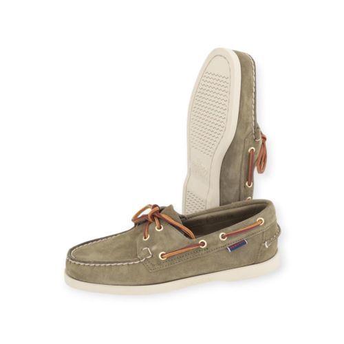 Sebago Docksides Portland Artisan Opera heren bootschoen in groen suede.