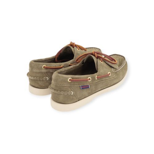 Sebago Docksides Portland Artisan Opera heren bootschoen in groen suede.
