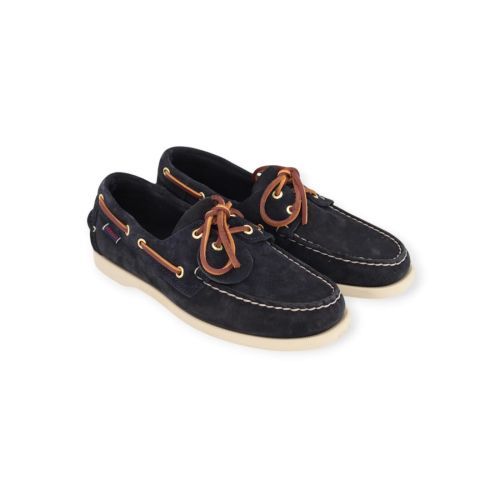 Sebago Docksides Portland Artisan Opera heren bootschoen in blauw suede.