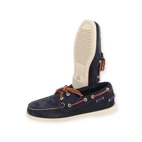Sebago Docksides Portland Artisan Opera heren bootschoen in blauw suede.