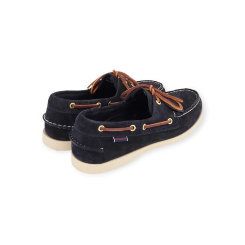 Sebago Docksides Portland Artisan Opera heren bootschoen in blauw suede.