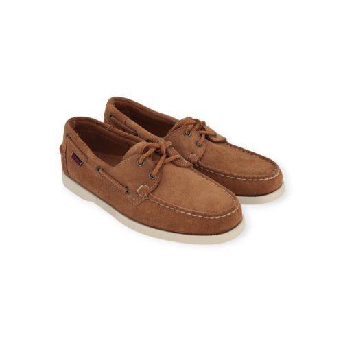 Sebago Docksides Portland Flesh Out heren bootschoen in cognac suede.