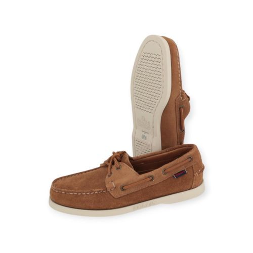 Sebago Docksides Portland Flesh Out heren bootschoen in cognac suede.
