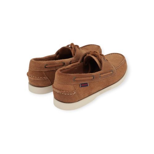 Sebago Docksides Portland Flesh Out heren bootschoen in cognac suede.