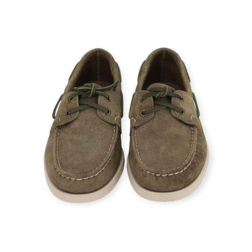 Sebago Docksides Portland Flesh Out heren bootschoen in groen suede.