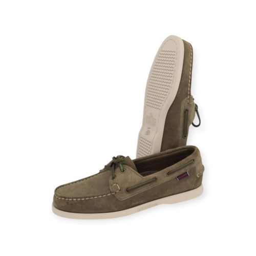 Sebago Docksides Portland Flesh Out heren bootschoen in groen suede.