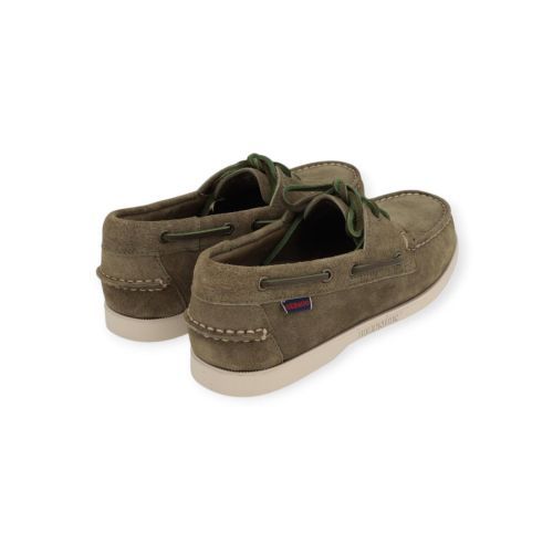 Sebago Docksides Portland Flesh Out heren bootschoen in groen suede.