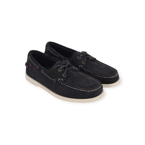 Sebago Docksides Portland Flesh Out heren bootschoen in blauw suede.