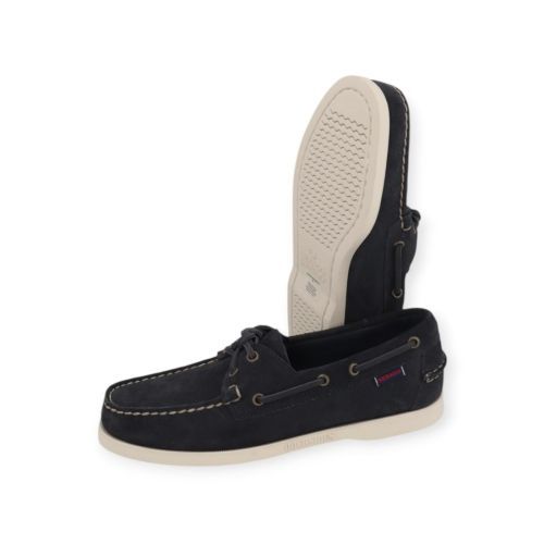 Sebago Docksides Portland Flesh Out heren bootschoen in blauw suede.