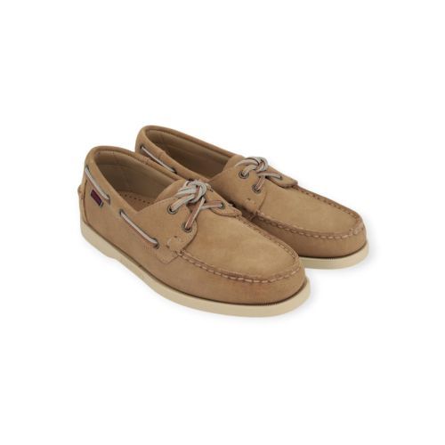 Sebago Docksides Portland Flesh Out heren bootschoen in beige suede.