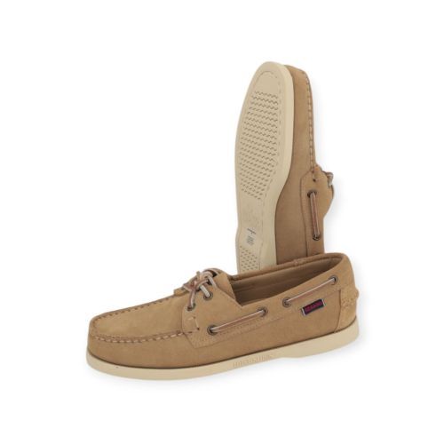Sebago Docksides Portland Flesh Out heren bootschoen in beige suede.