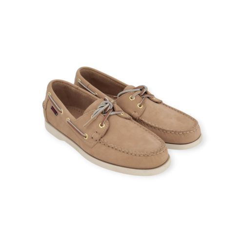 Sebago Docksides Portland nubuck heren bootschoen in beige nubuck.
