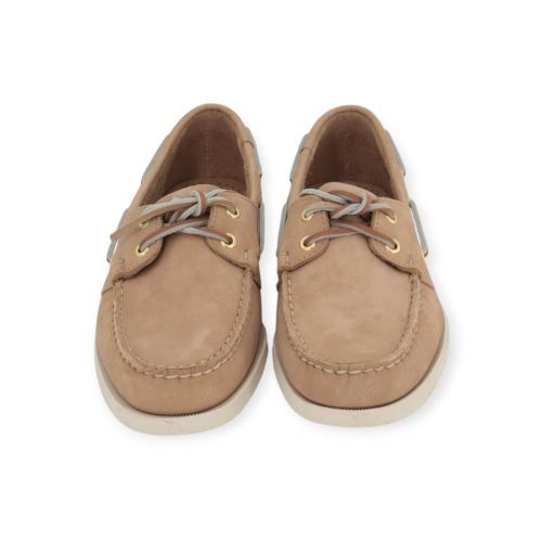 Sebago Docksides Portland nubuck heren bootschoen in beige nubuck.