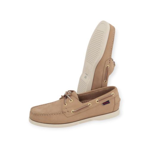 Sebago Docksides Portland nubuck heren bootschoen in beige nubuck.